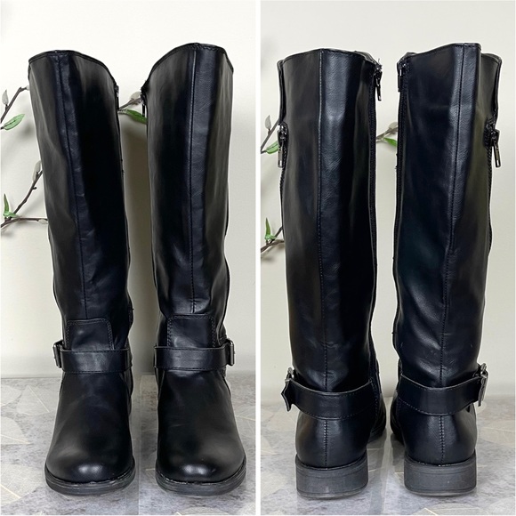 NIB Rampage Allison Asymmetrical Zipper Buckled Knee High Tall Riding/Biker Boot - Picture 15 of 16
